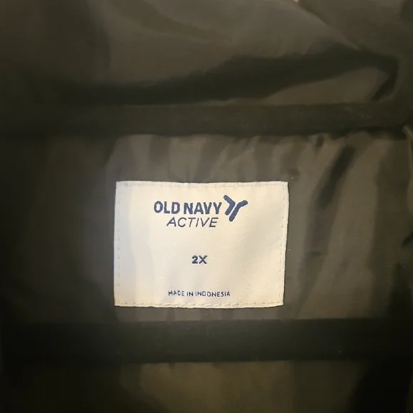 Old Navy Black Puffer Jacket High Collar Cinched Waist - Picture 2 of 6